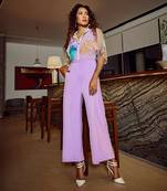 Lavender Italian Crepe Overlap Jumpsuit 