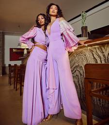 Lavender Crepe High Low Jumpsuit