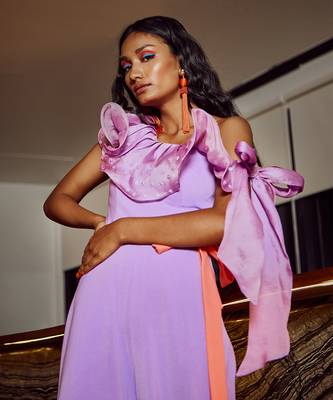 Lavender Organza One Shoulder Jumpsuit 2