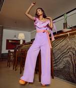 Lavender Organza One Shoulder Jumpsuit