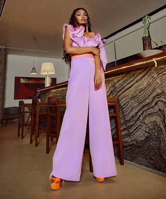 Lavender Organza One Shoulder Jumpsuit 3