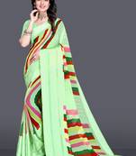 Mm Venture Green Satin Pata Saree