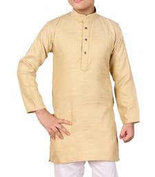 Boys Cream and White Cotton Simple Kurta Pajama Set