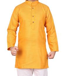 Boys Orange and White Cotton Simple Kurta Pajama Set