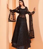 Black embroidered net salwar