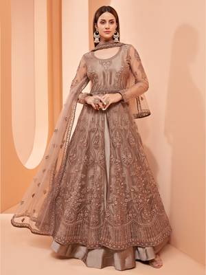 Brown embroidered net salwar 1
