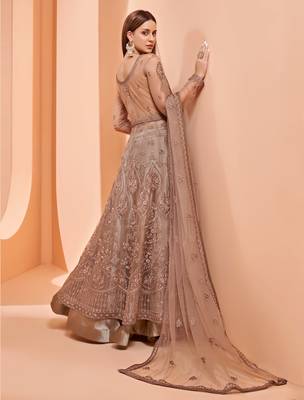 Brown embroidered net salwar 4