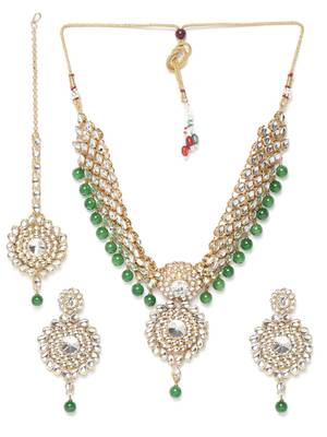 Simply Yours Necklace  Earring & Maang Tikka Set(Pearlwhite) 1