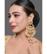 Gold Toned Kundan Chandbali With Pearl