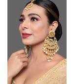 Pearl Beaded Kundan Inspired Mang Tika With Chandbali