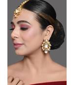 Gold Tone Kundan Earrings With Maangtikka