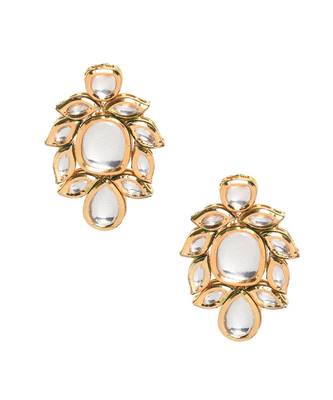 Gold Tone Kundan Earrings With Maangtikka 3
