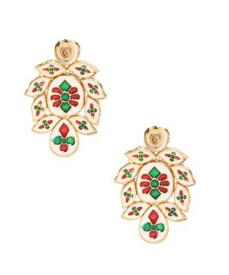 Gold Tone Kundan Earrings With Maangtikka 4