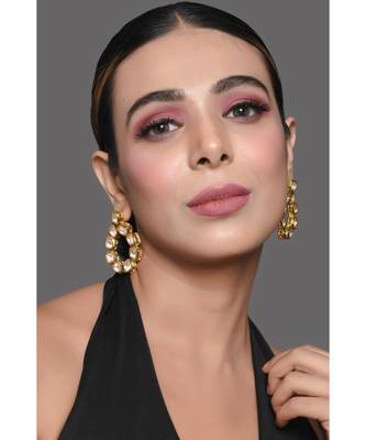 Gold Tone Handcrafted Kundan Earrings 1
