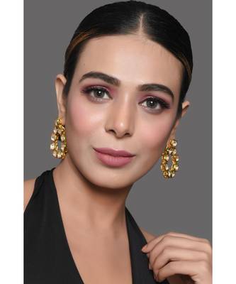 Gold Tone Handcrafted Kundan Earrings 3