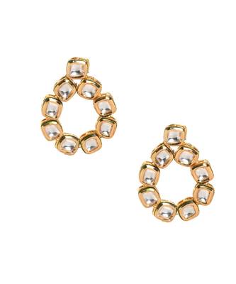 Gold Tone Handcrafted Kundan Earrings 4