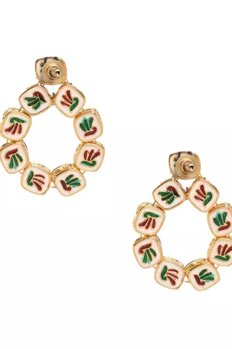 Gold Tone Handcrafted Kundan Earrings