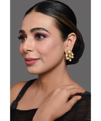 Gold Tone Handcrafted Kundan Earrings 2
