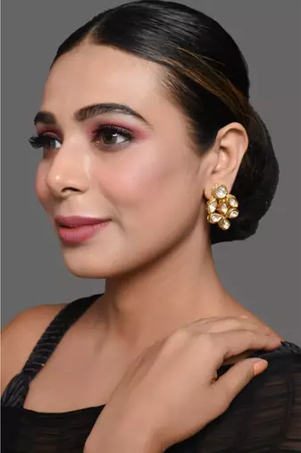 Gold Tone Handcrafted Kundan Earrings