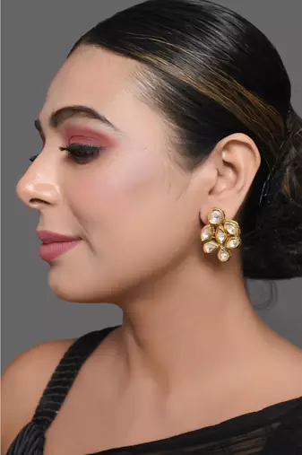 Gold Tone Handcrafted Kundan Earrings