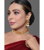 Pearl Beaded Kundan Choker With Matching Earrings