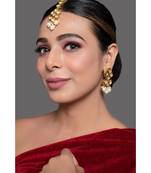 Pearl Beaded Kundan Inspired Earring & Mang Tika Set