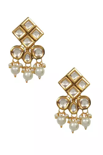 Pearl Beaded Kundan Inspired Earring & Mang Tika Set