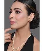 Pearl Beaded Kundan Embellished Necklace With Earrings