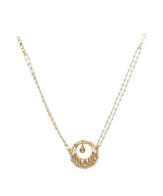 Sleek moon shaped kundan inspired choker teamed with pearl beaded necklace 2