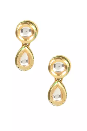 White Gold Tone Kundan Necklace With earrings