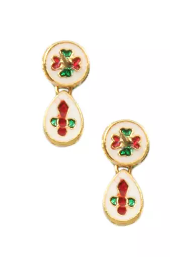 White Gold Tone Kundan Necklace With earrings