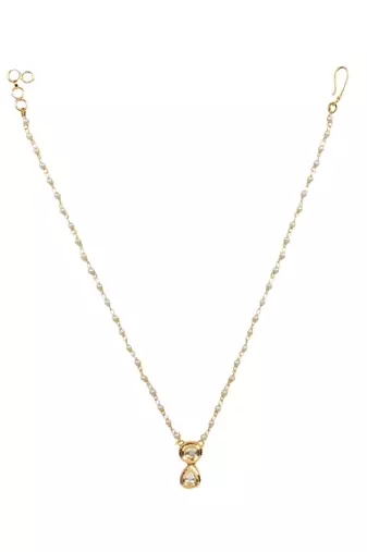 White Gold Tone Kundan Necklace With earrings