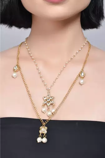 Multilayered Kundan Embellished Necklace