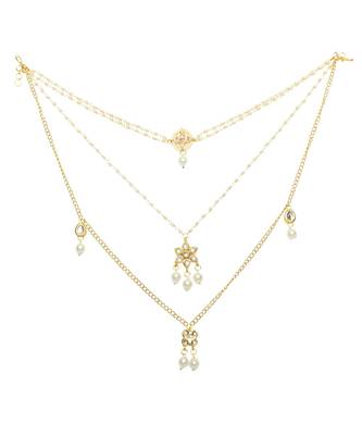 Multilayered Pearl Beaded Kundan Embellished Necklace Teamed With Choker 5