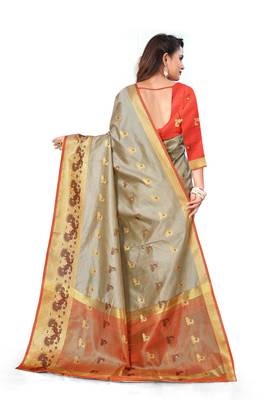 Rivana Women's Assam Silk Blend Saree With Un-stitched Blouse 4