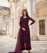 Magenta embroidered net salwar