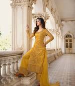 Mustard embroidered net salwar