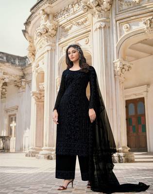 Black embroidered net salwar 1