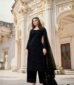 Black embroidered net salwar