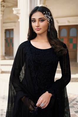 Black embroidered net salwar 2
