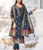 Blue woven banarasi salwar