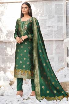 Green woven banarasi salwar