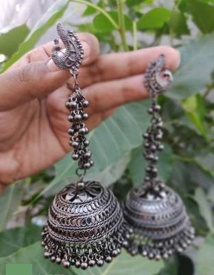Peacock Jhumki, Indian Oxidized German Silver Jewelry,  Bollywood Jewellery,  Boho Hippie Tribal Jewellery 4