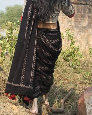 Pure Cotton Jaipur Block Print Saree With Blouse 2
