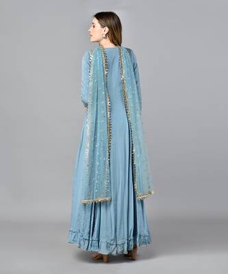 Sage Blue Anarkali Gown 4