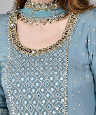 Sage Blue Anarkali Gown 6