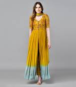 Yellow Ombre Gown With Pants