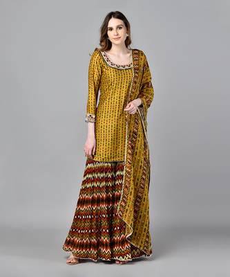 Mustard Neo Tribal Sharara 1