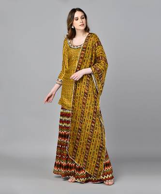 Mustard Neo Tribal Sharara 5