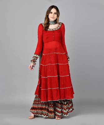 Red Neo Tribal Layered Dress 1